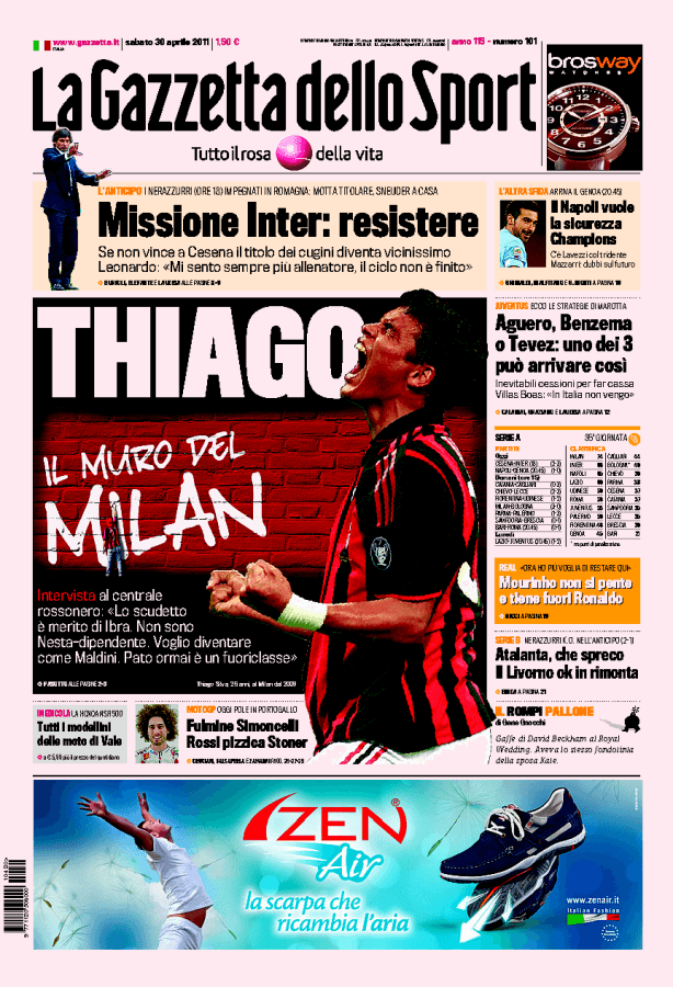 Gazzetta dello Sport: Thiago, il muro del Milan ...