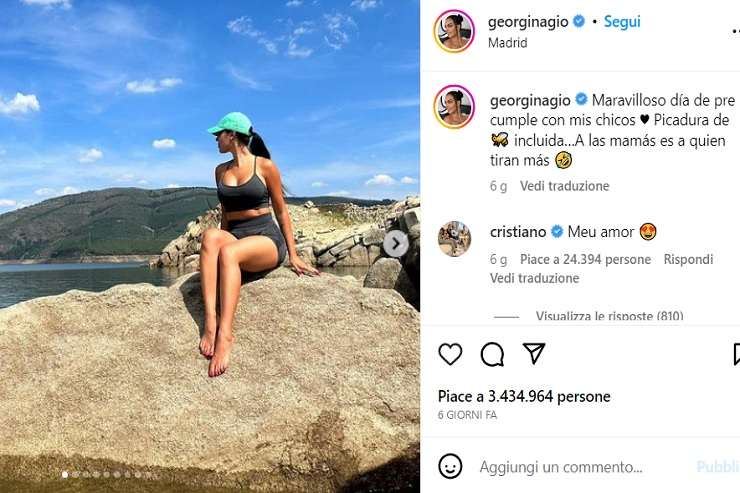 Georgina Rodriguez foto messaggio Cristiano Ronaldo